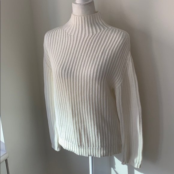 Gap off-white ribbed cotton mock neck sweater - Picture 3 of 10